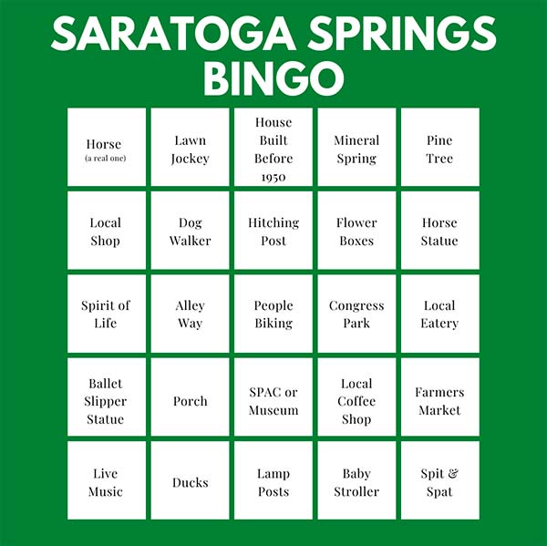 Saratoga Springs Bingo Card