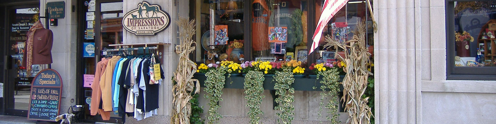 Fall storefront at Impressions of Saratoga