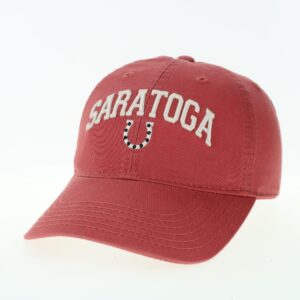 Nantucket Red baseball cap with Saratoga and Horseshoe front