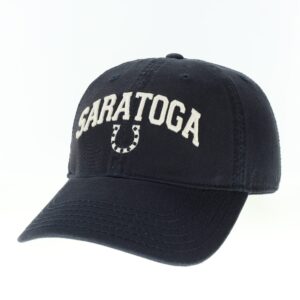 Navy baseball cap with Saratoga and Horseshoe front