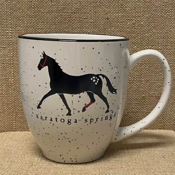dark horse-bistro mug-black horse-speckled-white