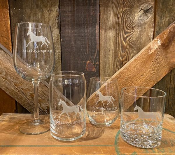 Dark Horse Etched Glassware
