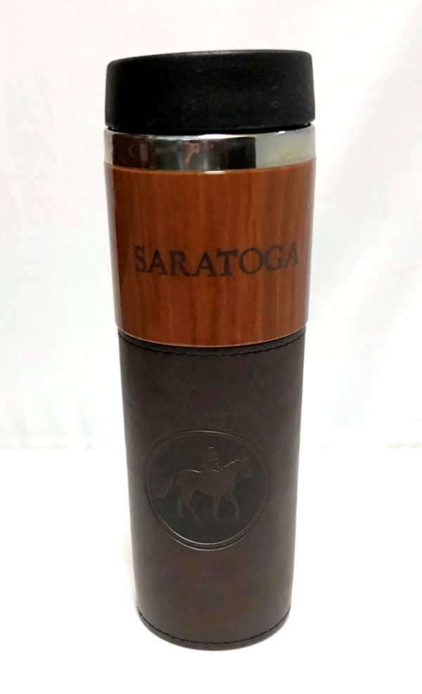 Wood Grain Leather Travel Mug