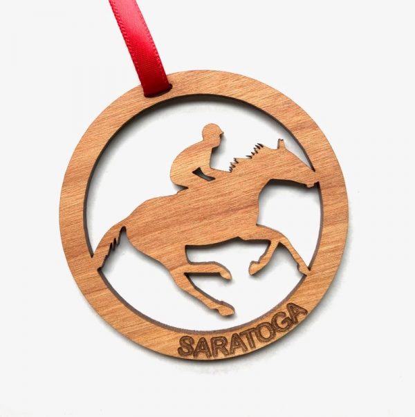 Circle Wood Horse & Jockey Ornament