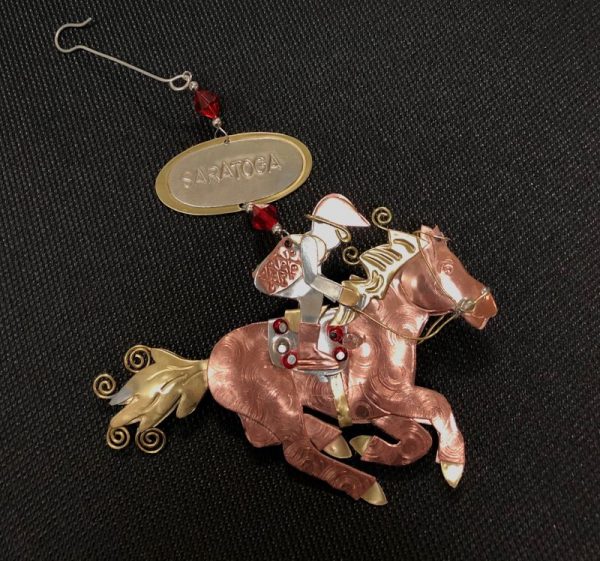 Mixed Metal Horse & Jockey Ornament