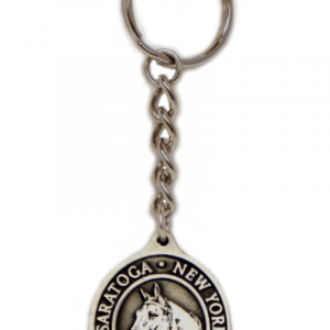 Pewter Health History & Horses Keychain