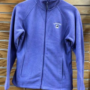 Ladies-violet-full zip-fleece- two pockets-saratoga and horse crest- left chest
