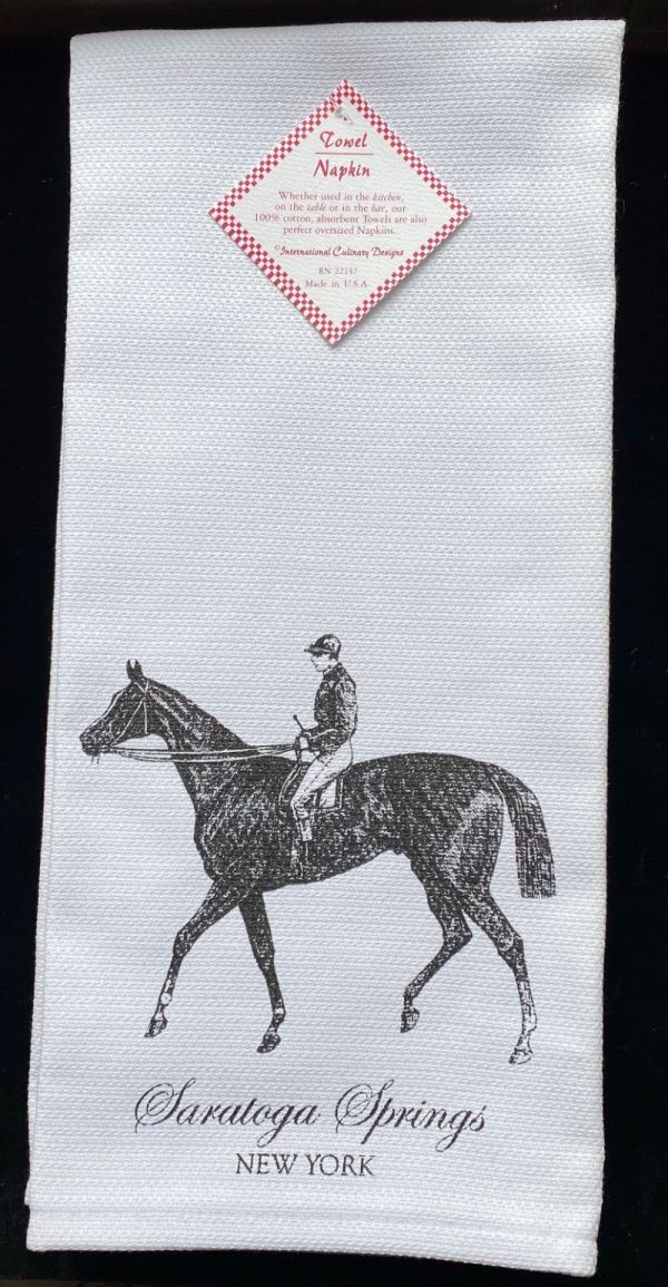Saratoga Springs Left Facing Racehorse Towel