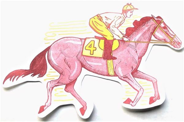 Horse & Jockey Die Cut Postcard