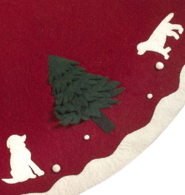 Handmade Christmas Tree Skirt with Dogs in Hand Felted Wool - Image 2