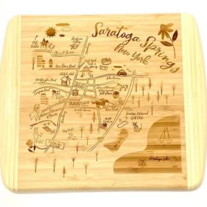 bamboo cutting board-map of Saratoga Springs New York