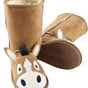 toasty toez boots- children's boot-horse head with ears- plush lining