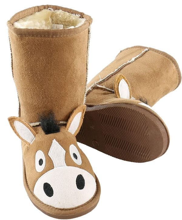 toasty toez boots- children's boot-horse head with ears- plush lining
