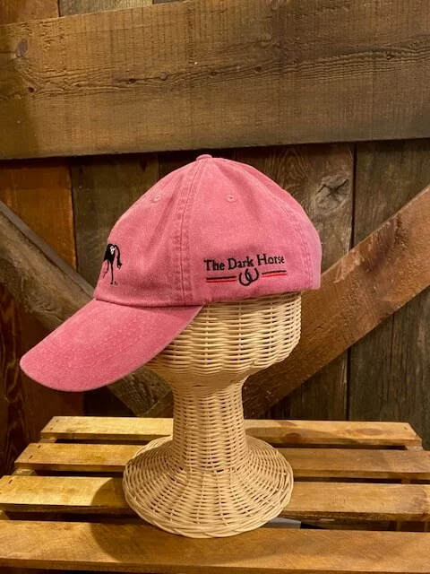 Baseball cap- Embroidered The Dark Horse- Nantucket red- unisex- side view