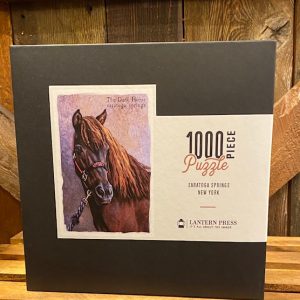 The Dark Horse Puzzle- Displayed in box- 1000 pieces- The Dark Horse- Saratoga Springs- Upset the horse