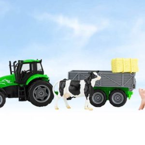 breyer-farms-tractor-and-tag-a-long-wagon. Cow-Pig-Bale of Hay included