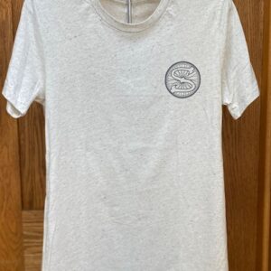 Color Oatmeal Unisex Tee with Bike wheel crest with "S" on left chest