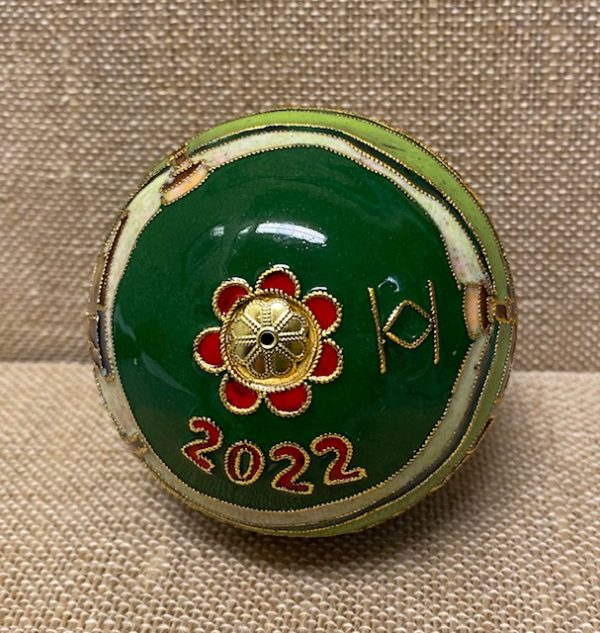 Cloisonné Ornament bottom view with date 2022