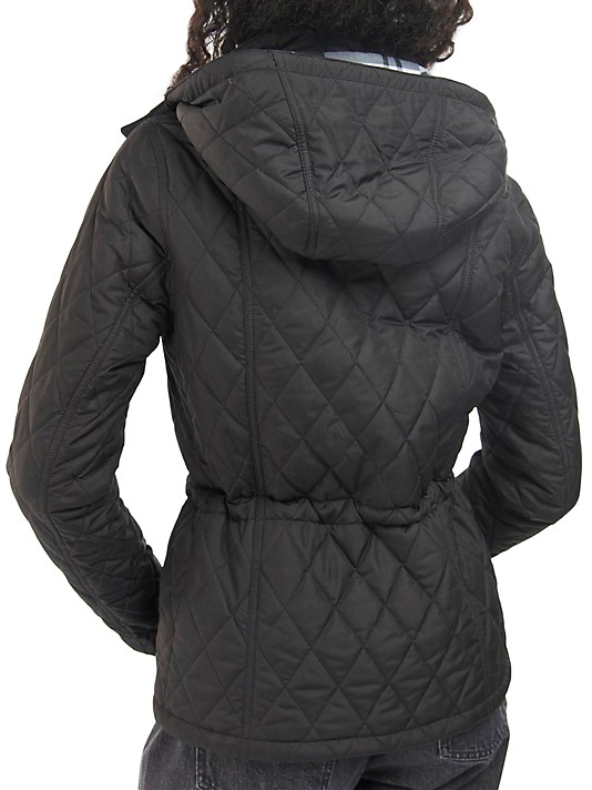 Barbour black view quilted hooded jacket