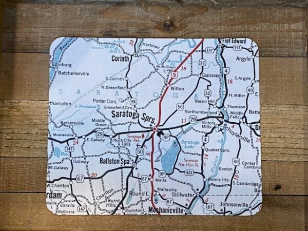 Map mouse pad featuring streets and roads of Saratoga New York
