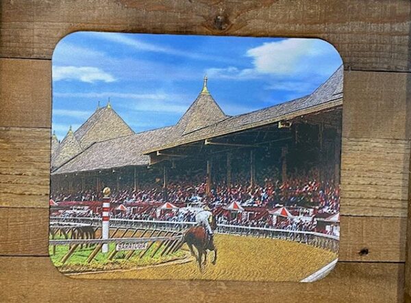mouse pad featuring a photo of Saratoga Grandstand.