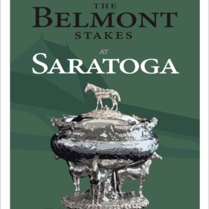 Belmont stakes poster-green background-silver trophy