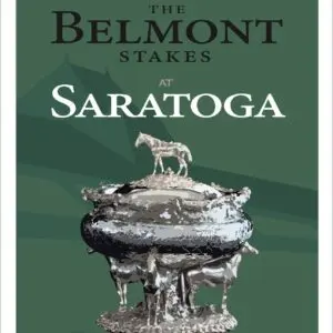 Belmont stakes poster-green background-silver trophy