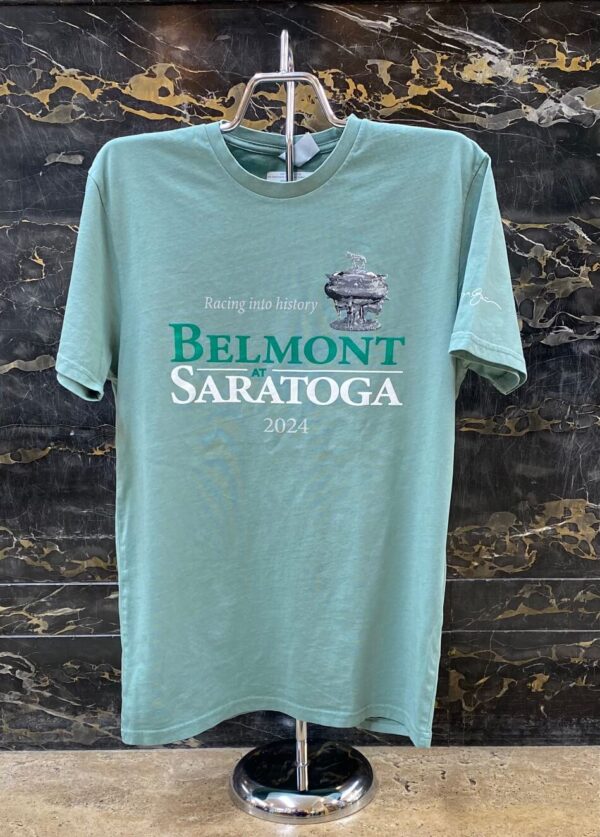 Sage tee shirt- Racing in history-Belmont-Saratoga springs- 2024