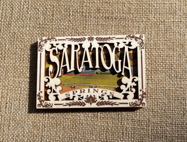 Wood Saratoga Race Scene Magnet