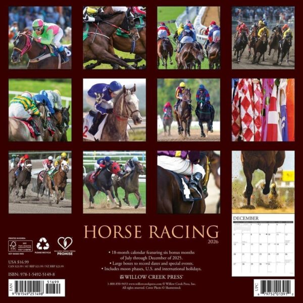 Horse Racing 2026 Wall Calendar - Image 2