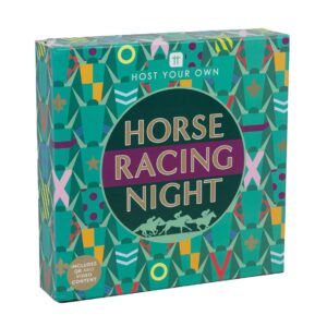 Colorful box with Horse Racing Night in a black circle- center of box