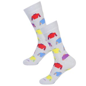 Grey sock-bright assorted jockey silks all over socks
