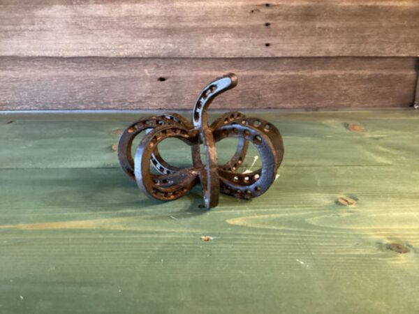7 inch metal pumpkin made out of horseshoes