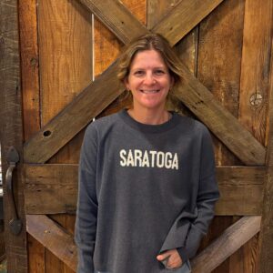 Navy sweater-Natural SARATOGA across chest