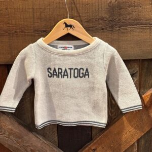 Natural sweater-navy strip on hem and wrist-Saratoga in Navy across chest